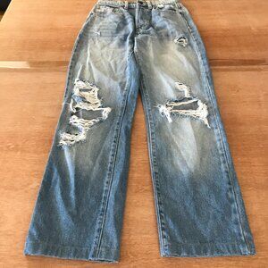Cello Jean Women 00/23 Blue High Rise Distressed Destroyed Button Fly Preppy